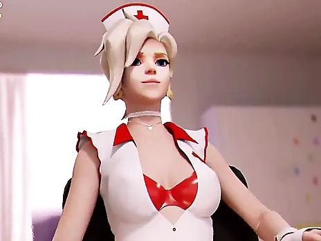 Mercy feet worship under desk