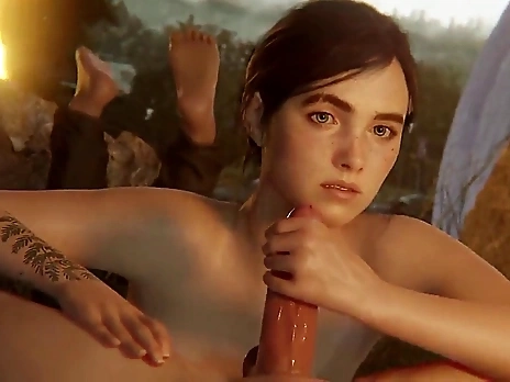 TLOU2 ellie: pretty girl's handjob - massive cum on her face ?? 60fps 4K the last of us