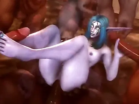 Night Elf gangbanged by Iron Horde Orcs - World of Warcraft - WoD