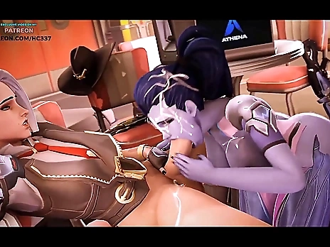 FUTANARI OVERWATCH PARTY ANIMATED BLOWJOB / OVERWATCH FUTA HENTAI 60FPS