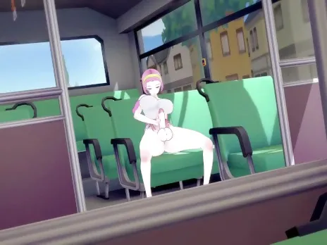 JoJo Bizarre Adventure: futa Reimi fuck futa Yukako in bus against the background of Morioh