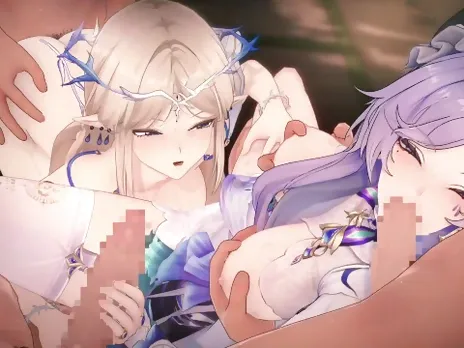 ?Wuthering Waves orgy sex?Cartethyia,Cantarella group sex 3D Hentai Animation.