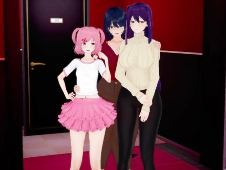 DDLC - Yuri and Natsuki fucked by strap on woman