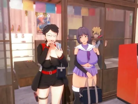 Sarada and Sumire's Double Date - Naruto ntr
