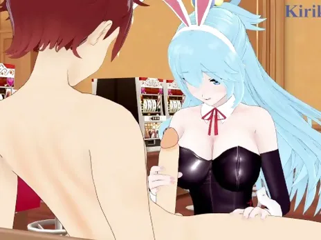 Aqua and Kazuma Satou have intense sex in a casino. - KonoSuba Hentai