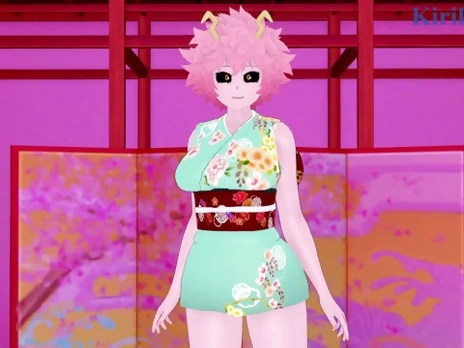 Mina Ashido and Izuku Midoriya have intense sex in the bedroom. - My Hero Academia Hentai