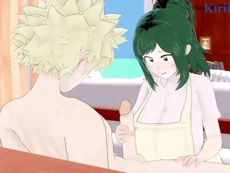 Inko Midoriya and Katsuki Bakugo have intense sex in the living room. - My Hero Academia Hentai