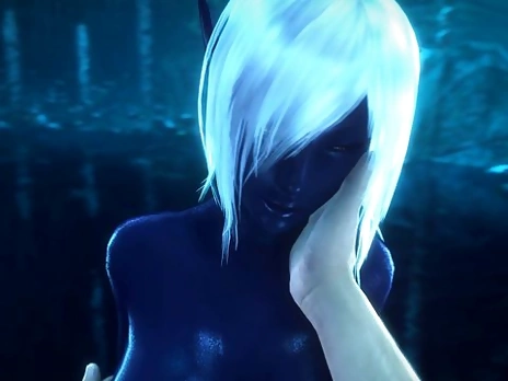 Dark elf Queen Nualia touches huge breasts, noname55