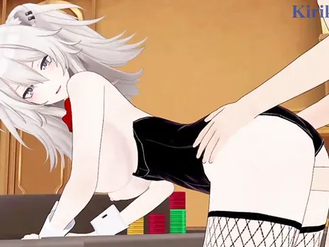 Shishiro Botan (Bunny Girl) and I have intense sex in the casino. - Hololive VTuber Hentai