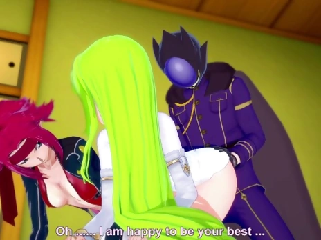 C.C and Kallen have fun with Lelouch / Code Geass Parody