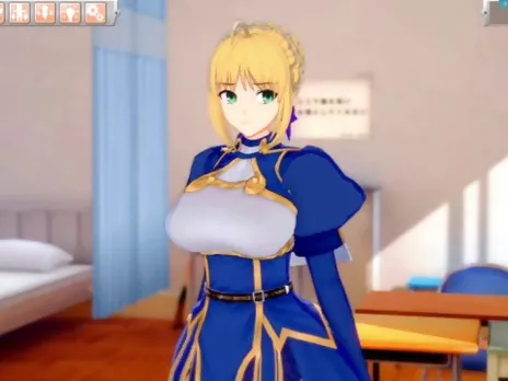 [Hentai Game Koikatsu! ]Have sex with Fate Big tits Artoria Pendragon.3DCG Erotic Anime Video.
