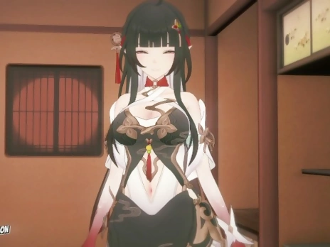 Sexy Lingsha from Honkai: Star Rail gets bathed and filled with cum