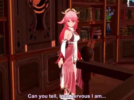 3D/Anime/Hentai, Genshin Impact: Yae Miko Rides on Diluc's Big Cock Moaning and Shaking !!