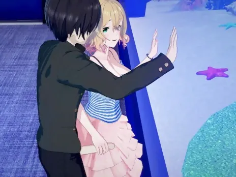 Mami Nanami rides dick at the aquarium! Rent-A-Girlfriend Hentai.