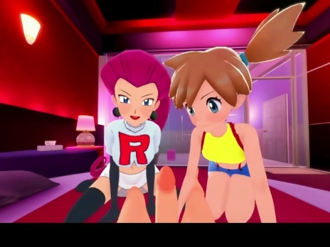 3D/Anime/Hentai, Pokemon: Adult Misty And Team Rocket Jessy Share A Giant Cock (POV) (18+)