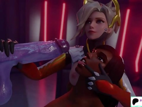 FUTANARI WIDOWMAKER AND MERCY BLOWJOB AND FUCK CARTOON ANIMATION