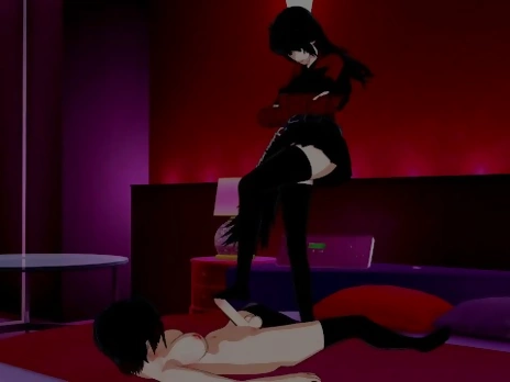 RWBY - Futa Ruby X Raven Footjob Hentai