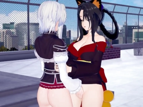 High School DxD Koneko and Kuroka Lesbian Hentai