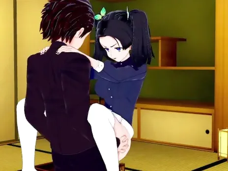 Hentai Aoi Kazanaki, an expert in sex, rides Tanjiro's cock and ends up covered in cum Demon Slayer