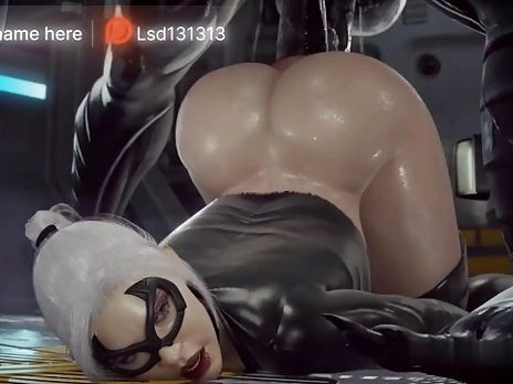 Venom rips Catwoman's mouth and pussy with his huge cock