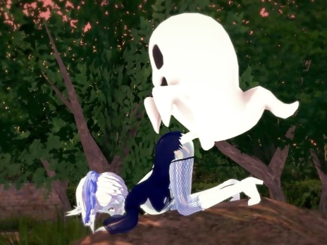 Boo ghost fucks Phantasma on Halloween night - Halloween Hentai