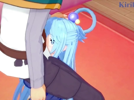 Aqua and Kazuma Sat? have intense sex in the bedroom. - KonoSuba Hentai