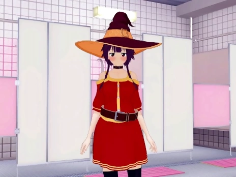 Konosuba Megumin Deepthroats and Gets Herself Wet 3D Hentai