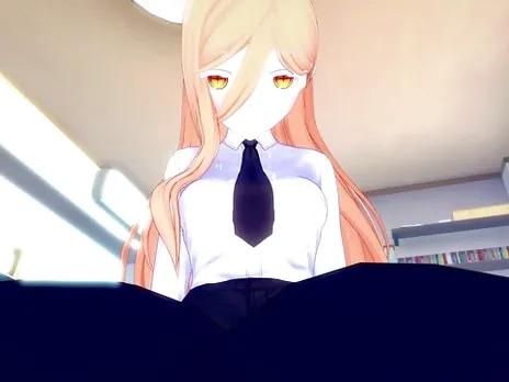 Power from Chainsaw Man Gives An Amazing Footjob!