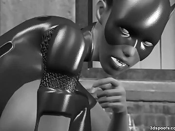 Katwoman and sooper girl hardcore lesbian fuck on rooftop prt 1