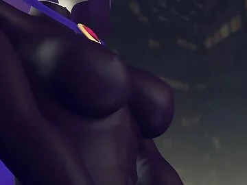 Futa Starfire and Blackfire Spitroast Raven and Sit on her Face
