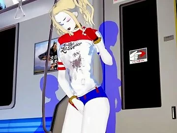 Harley Quinn fingers herself on a crowded subway - DC Comics Hentai.