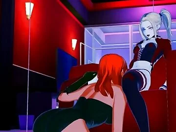 Harley Quinn tribs with Poison Ivy, eats her pussy - DC Comics Lesbian Hentai.