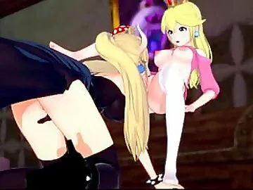 Bowsette eating Peach's pussy before they trib. Mario Hentai.