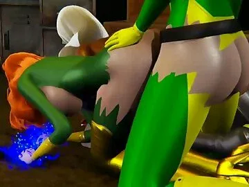 X-Men Futa Gangbang - Rogue, Phoenix, Storm (threesome, lesbian, anal)