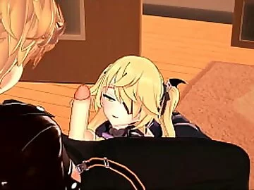 Fischl loves sucking dick, does 69 until she gets cum on her face - Genshin Impact Hentai.