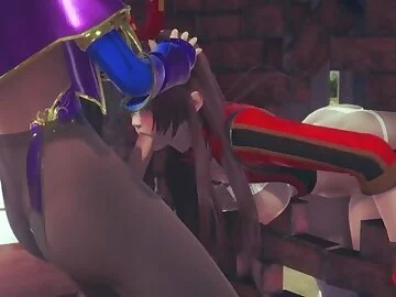 [GENSHIN IMPACT] Futa Mona fucks Amber (3D PORN 60 FPS)