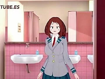 Boku No Hero Acadeemia Hentai - Midoriya Deku Handjob, Blowjob and fucks Ochako Uraraka