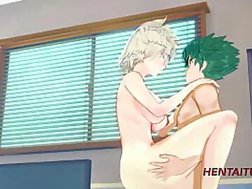 Boku No Hero Academia Hentai - Mitsuki Bakugou and Midoriya Izuku (Deku) Having Hard Sex. Boobjob, Blowjob and Fuck her pussy 3/3