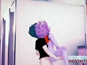Boku no Hero Hentai - Mina is Fucked by Midoriya in School's Bathroom porn video