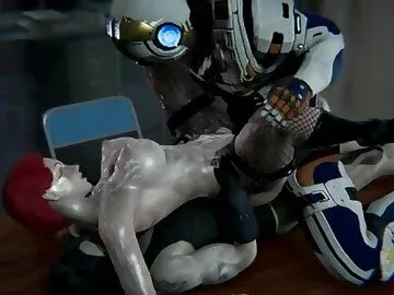 CYBERPUNK Gangbang DP Missionary, MMF, Doggystyle, Fingering, Orgasm, Cumshot