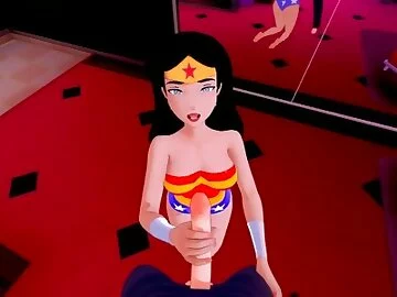 Fucking Wonder Woman and cumming on her back POV - DC Comics Hentai.