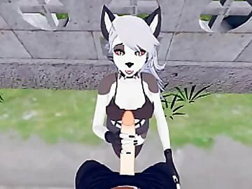 POV fucking Loona doggystyle against a wall until she orgasms - Helluva Boss Hentai.