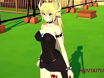 Mario Bross Hentai 3D Bowsette jerkoff & Blowjob multi orgasm cumshot