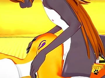 Digimon Hentai - Taomon & Grey Fox blowjob handjob boobjob and fucked with multiples cumshot 2/2