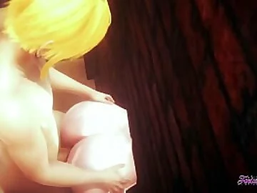 Naruto Hentai 3D - Threesome Hinata blowjoib and Gets Fucked Through a Wall - Anime Manga Japanese Porn