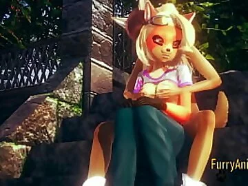 Crash Bandicoot Furry Hentai - Coco fingering and fucked in a Jarden - Anime Manga Yiff Japanese Porn