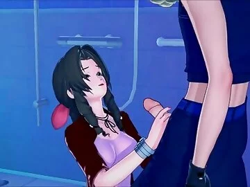 Cloud fucks Aerith in a hotel shower. Final Fantasy 7 hentai.