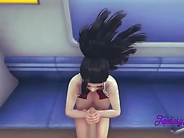 Boku No Hero Hentai 3D - Momo Sex in a Train blowjob and fucked - Japanese manga anime Cartoon Porn