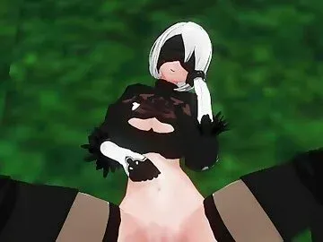 3D HENTAI POV 2B squirts on your cock