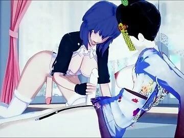 Futa Motoko Kusanagi getting fucked by a Futa Geisha - Ghost in the Shell Hentai